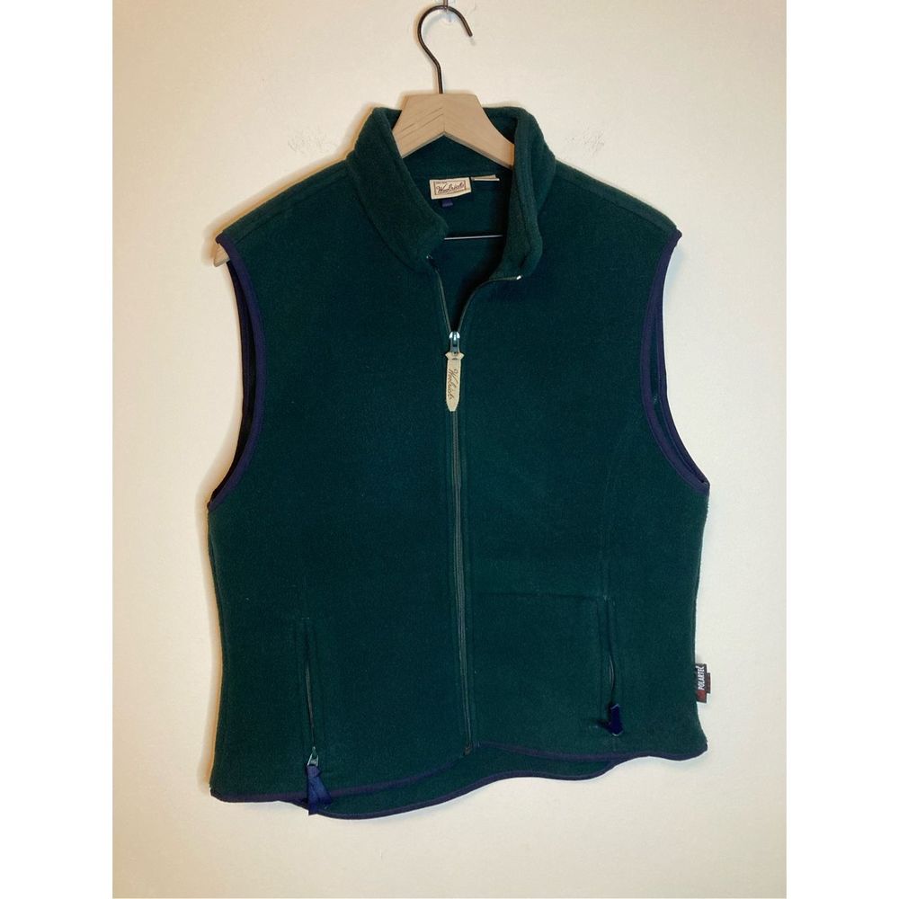 Woolrich Womens Large Fleece Vest Dark Green Zip